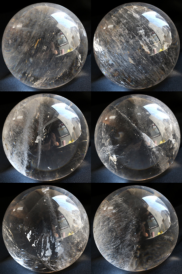 レインボーヒマラヤ水晶55mm球のアングル別カット