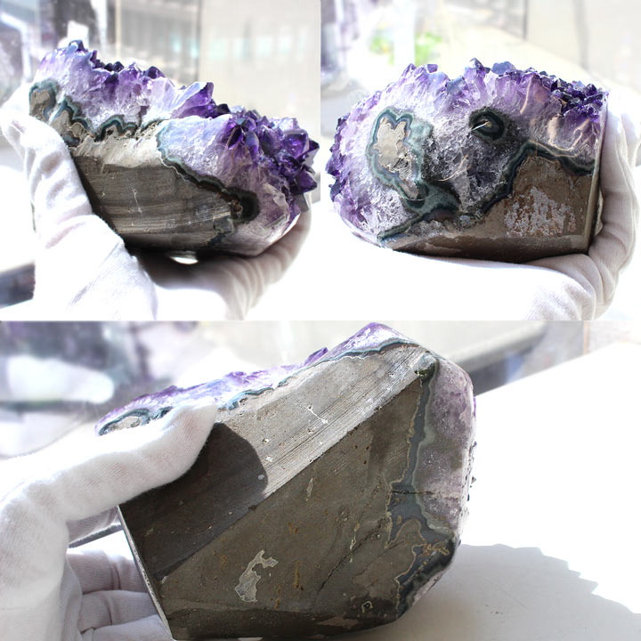 ウルグアイ産 アメジスト クラスター 23 原石（紫水晶 アメシスト 天然石 置物）手に持った状態で撮影その2